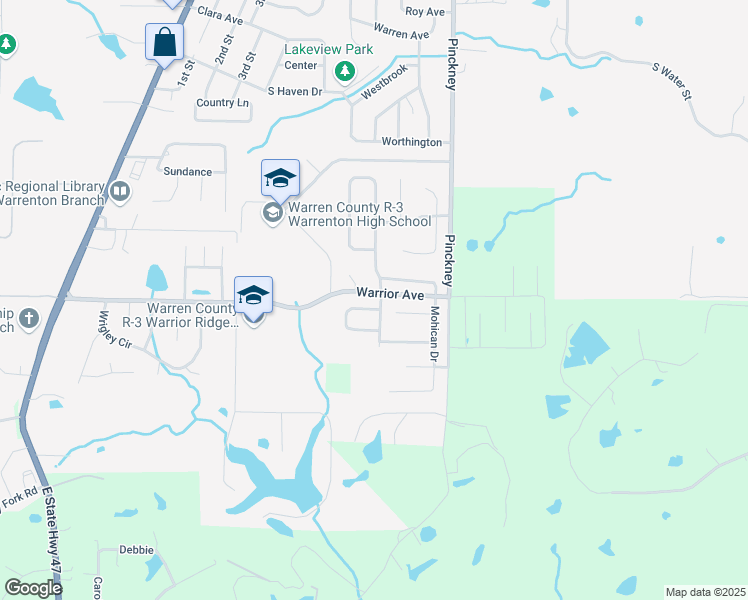 map of restaurants, bars, coffee shops, grocery stores, and more near 825 Navajo Trail in Warrenton