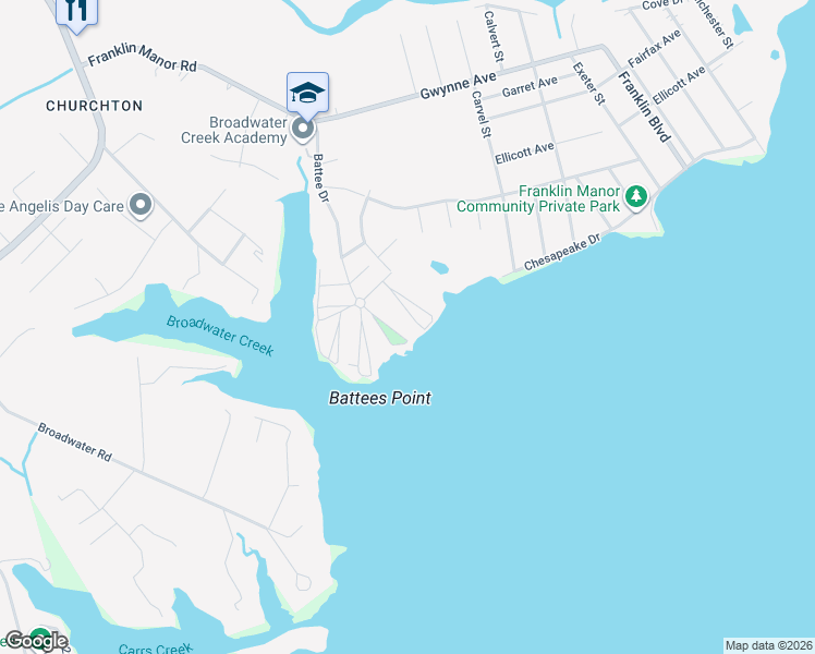 map of restaurants, bars, coffee shops, grocery stores, and more near 5714 North Shore Parkway in Deale