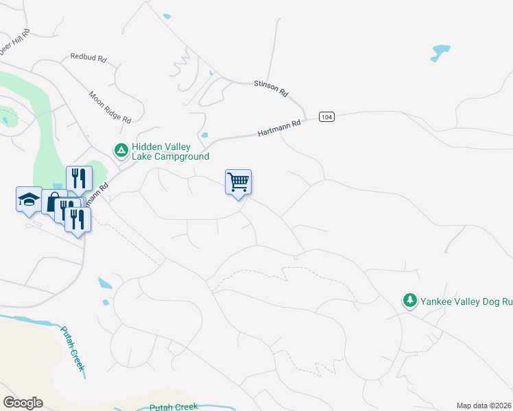 map of restaurants, bars, coffee shops, grocery stores, and more near 19704 Donkey Hill Road in Hidden Valley Lake