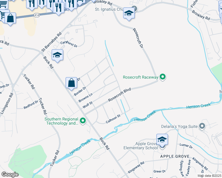 map of restaurants, bars, coffee shops, grocery stores, and more near 2206 Wolf Street in Fort Washington