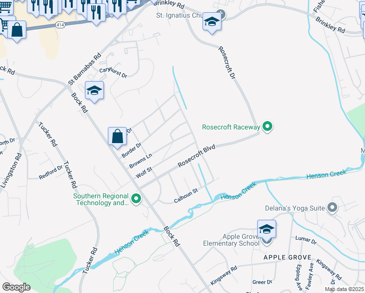 map of restaurants, bars, coffee shops, grocery stores, and more near 2206 Wolf Street in Fort Washington