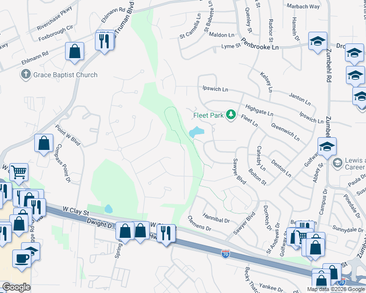 map of restaurants, bars, coffee shops, grocery stores, and more near 269 Letham Court in Saint Charles