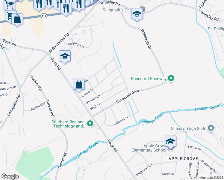 map of restaurants, bars, coffee shops, grocery stores, and more near 2115 Browns Lane in Fort Washington