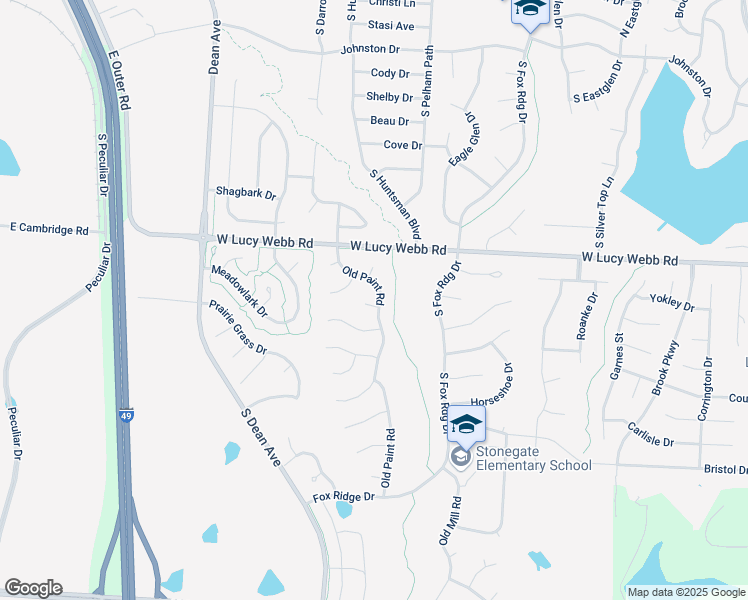 map of restaurants, bars, coffee shops, grocery stores, and more near 1700 Trevor Court in Raymore