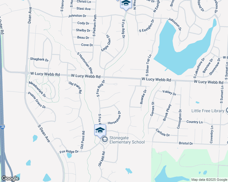 map of restaurants, bars, coffee shops, grocery stores, and more near 1512 Bridlewood Lane in Raymore