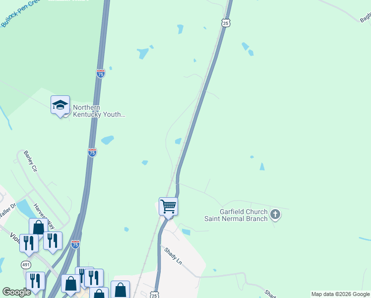 map of restaurants, bars, coffee shops, grocery stores, and more near Dixie Highway in Crittenden
