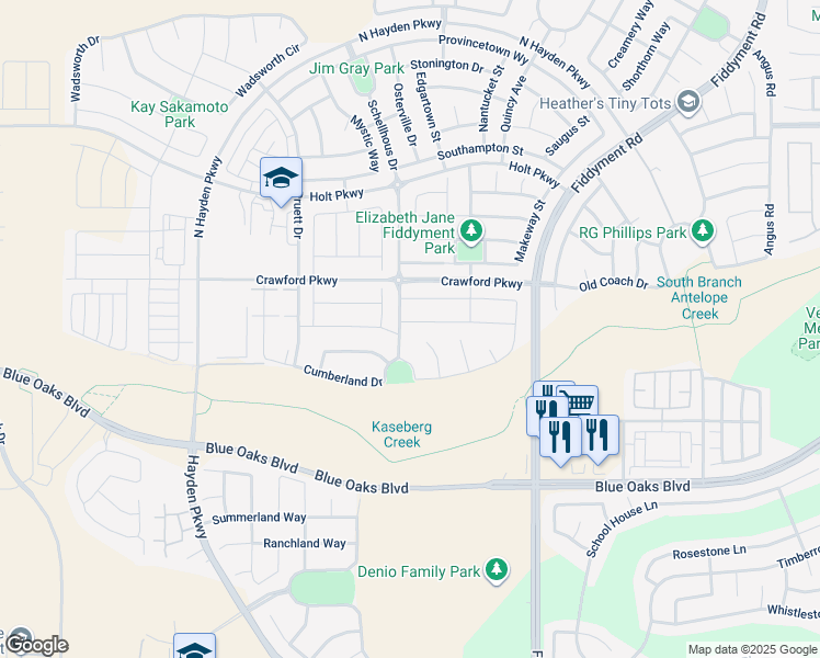 map of restaurants, bars, coffee shops, grocery stores, and more near 3008 Jaffrey St in Roseville