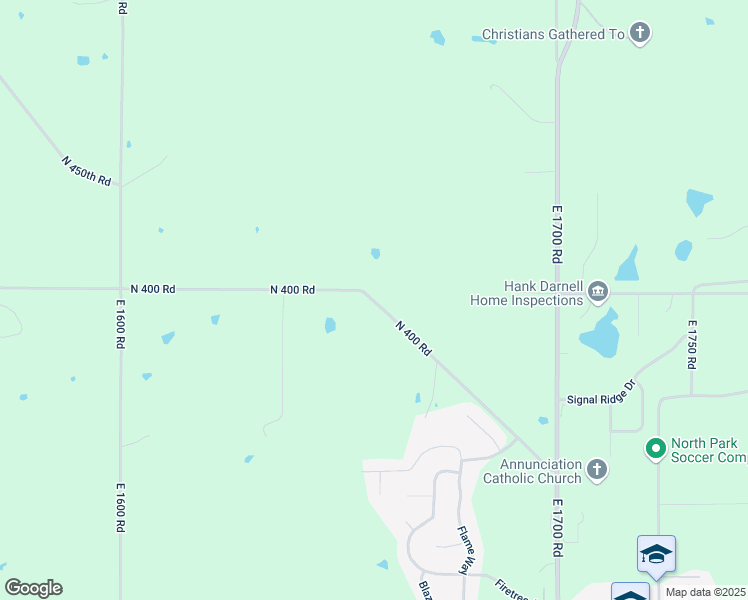 map of restaurants, bars, coffee shops, grocery stores, and more near 1641 North 400 Road in Baldwin City