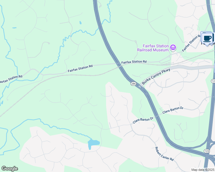 map of restaurants, bars, coffee shops, grocery stores, and more near 6000 Makely Drive in Fairfax Station