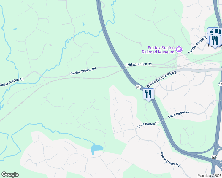 map of restaurants, bars, coffee shops, grocery stores, and more near 6000 Makely Drive in Fairfax Station