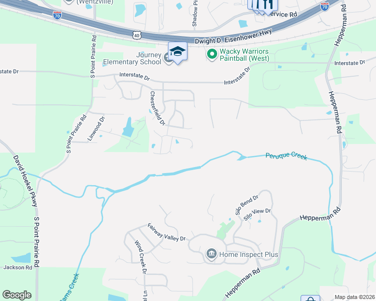map of restaurants, bars, coffee shops, grocery stores, and more near 816 Cadbury Drive in Wentzville