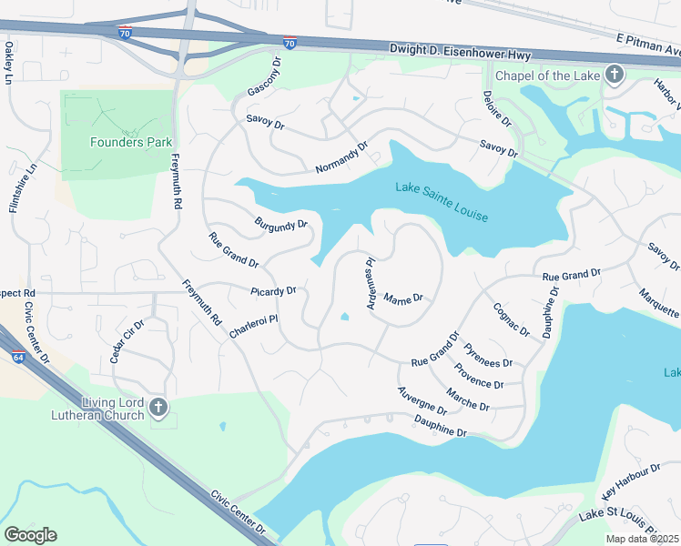 map of restaurants, bars, coffee shops, grocery stores, and more near 13 Champagne Drive in Lake Saint Louis