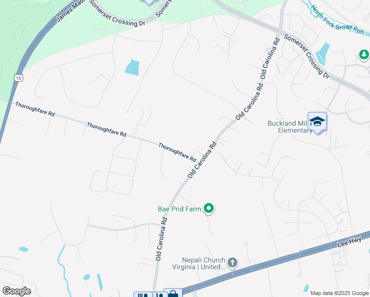 map of restaurants, bars, coffee shops, grocery stores, and more near 15302 Thoroughfare Road in Gainesville