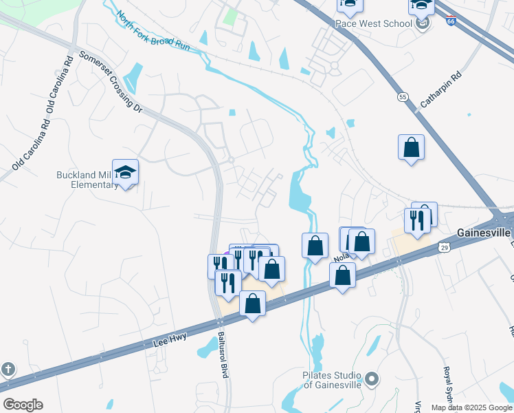 map of restaurants, bars, coffee shops, grocery stores, and more near 7351 Yountville Drive in Gainesville