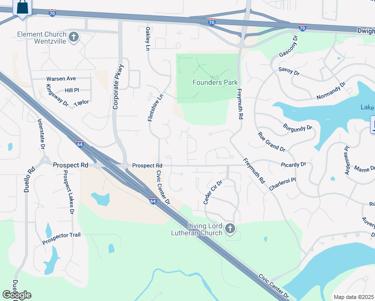 map of restaurants, bars, coffee shops, grocery stores, and more near 98 Woodlake Court in Lake Saint Louis