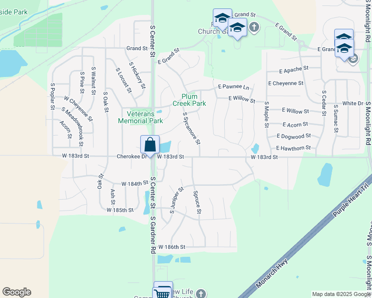 map of restaurants, bars, coffee shops, grocery stores, and more near 869 Juniper Terrace in Gardner