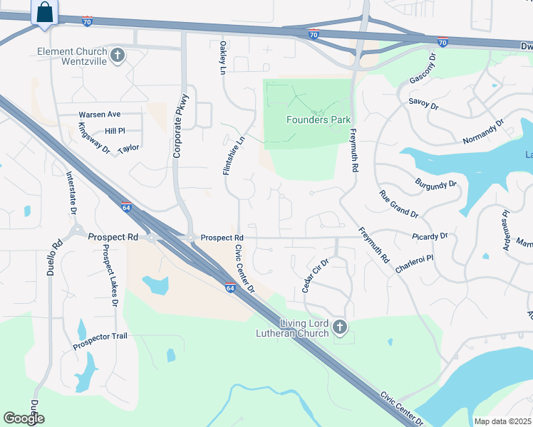 map of restaurants, bars, coffee shops, grocery stores, and more near 91 Woodlake Court in Lake Saint Louis