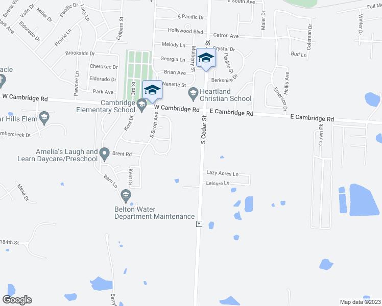 map of restaurants, bars, coffee shops, grocery stores, and more near 1106 South Cedar Street in Belton