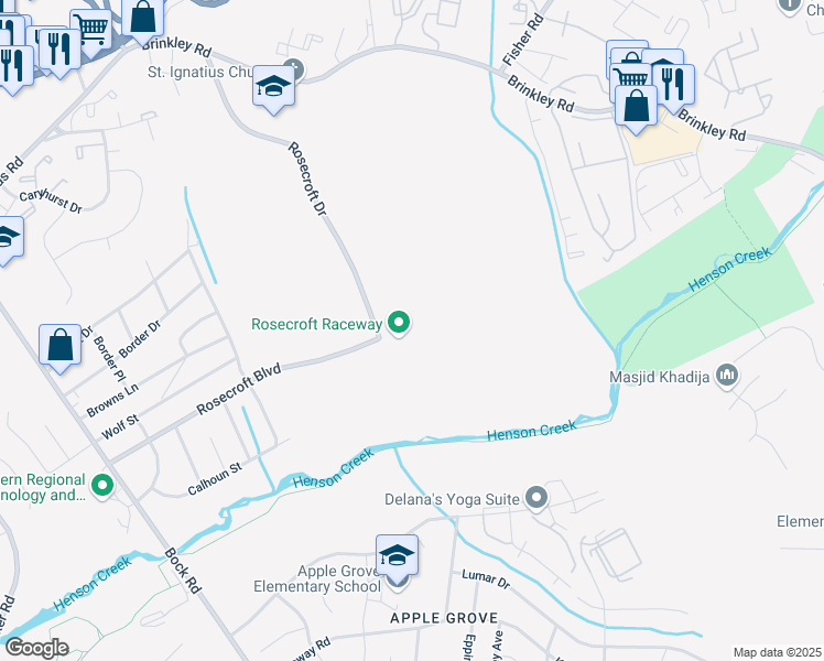 map of restaurants, bars, coffee shops, grocery stores, and more near 6336 Rosecroft Drive in Fort Washington
