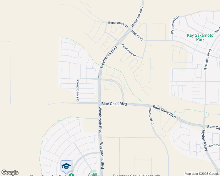 map of restaurants, bars, coffee shops, grocery stores, and more near 2017 Evening Star Circle in Roseville