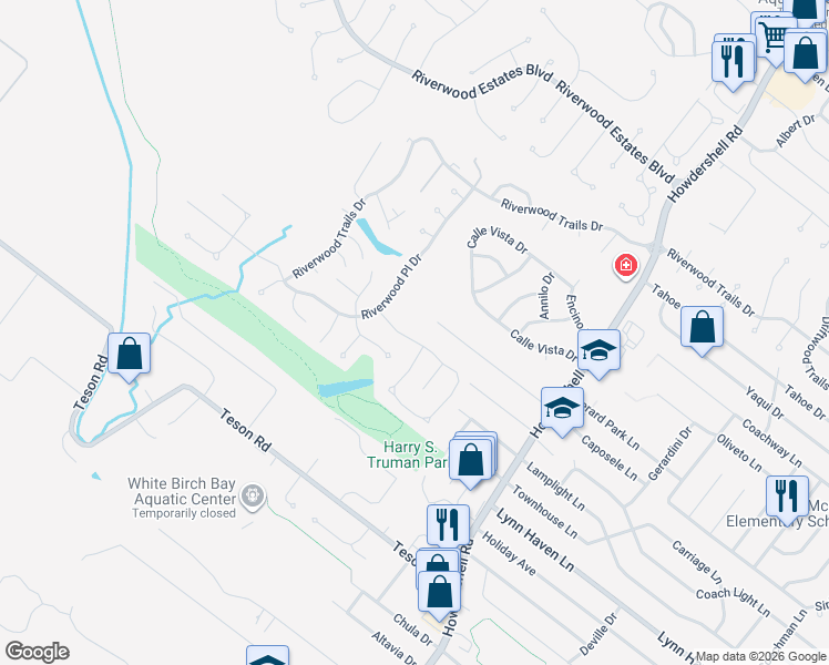 map of restaurants, bars, coffee shops, grocery stores, and more near 2118 Krause Hill Place in Florissant