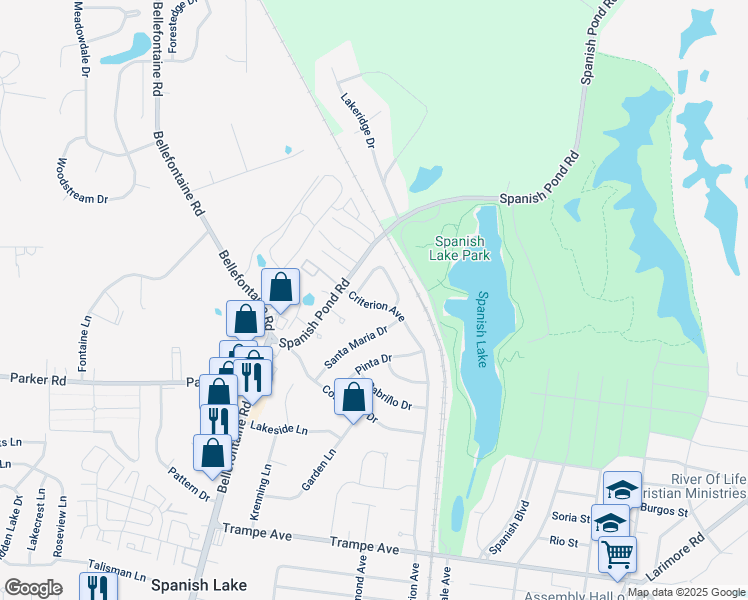 map of restaurants, bars, coffee shops, grocery stores, and more near 1419 Criterion Avenue in St. Louis