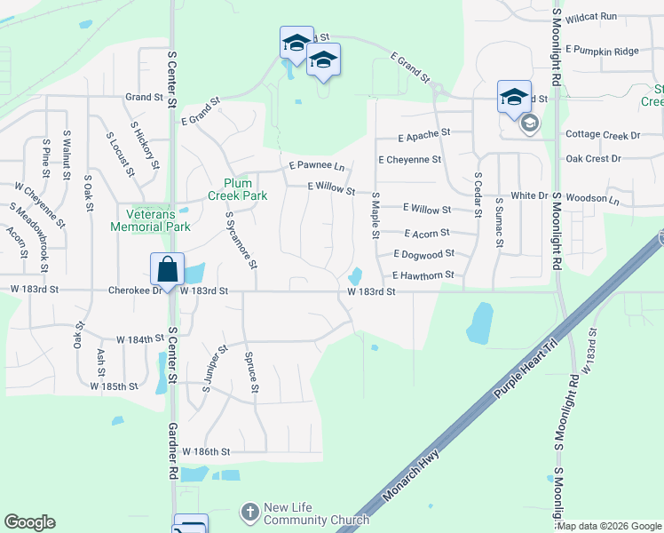 map of restaurants, bars, coffee shops, grocery stores, and more near 789 Cherry Court in Gardner