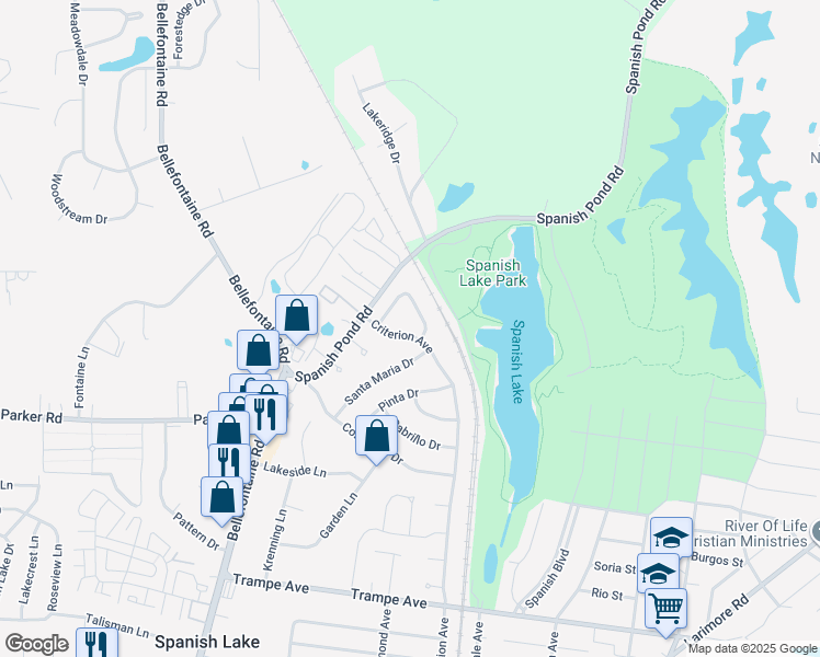 map of restaurants, bars, coffee shops, grocery stores, and more near 1419 Criterion Avenue in St. Louis