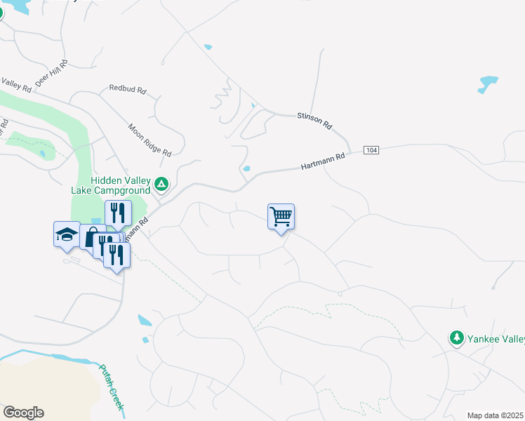 map of restaurants, bars, coffee shops, grocery stores, and more near 19570 Donkey Hill Road in Hidden Valley Lake