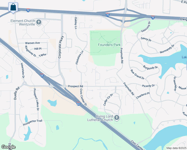 map of restaurants, bars, coffee shops, grocery stores, and more near 91 Woodlake Court in Lake Saint Louis