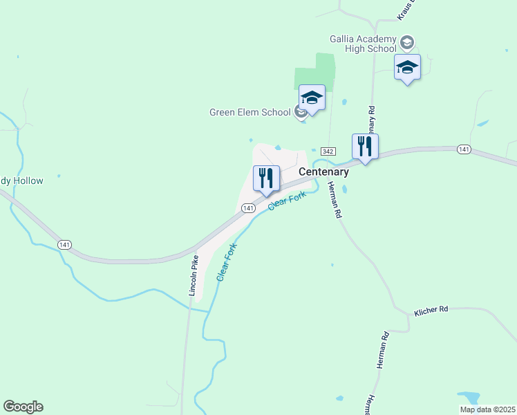 map of restaurants, bars, coffee shops, grocery stores, and more near 3319 Ohio 141 in Gallipolis