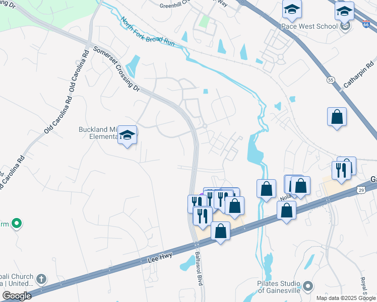 map of restaurants, bars, coffee shops, grocery stores, and more near 10492 Neale Sound Court in Gainesville