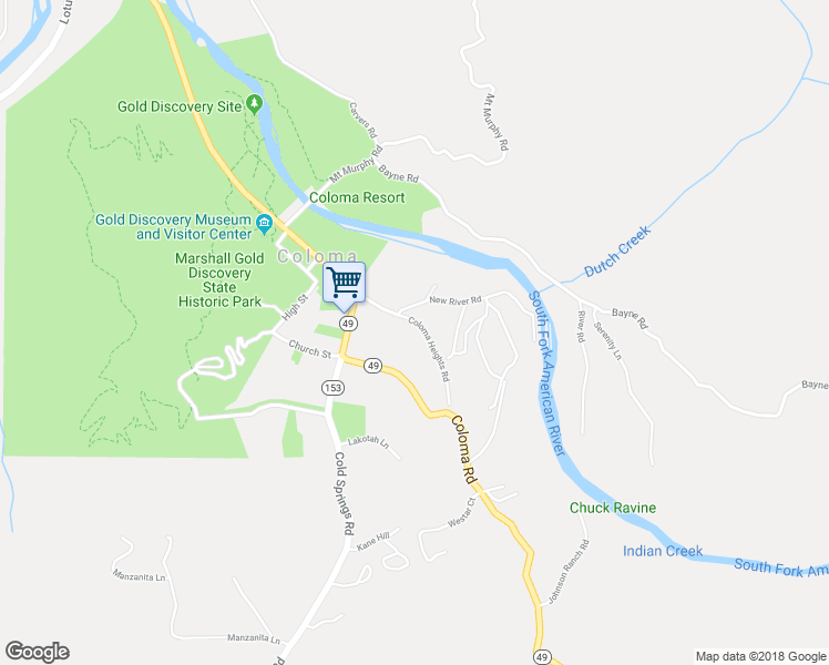 map of restaurants, bars, coffee shops, grocery stores, and more near 412 Coloma Heights Road in Coloma