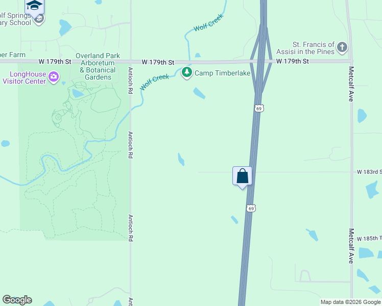 map of restaurants, bars, coffee shops, grocery stores, and more near 8190 West 183rd Street in Stilwell