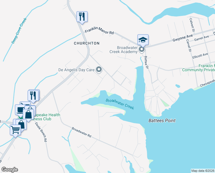 map of restaurants, bars, coffee shops, grocery stores, and more near 1055 Rodgers Road in Deale