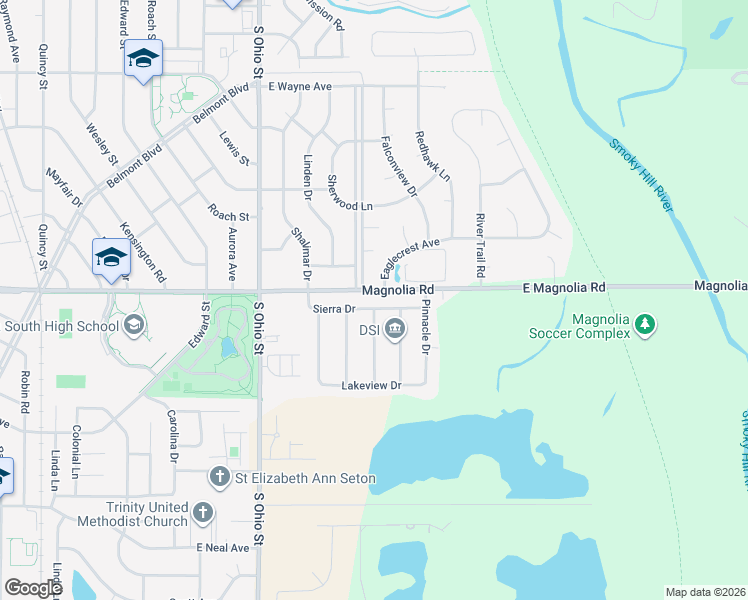 map of restaurants, bars, coffee shops, grocery stores, and more near 1309 Sierra Drive in Salina