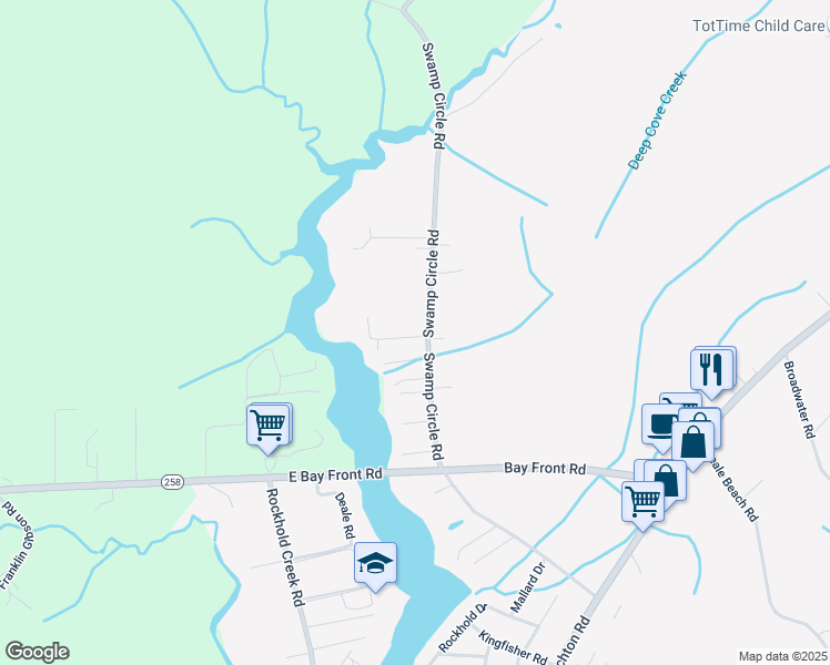 map of restaurants, bars, coffee shops, grocery stores, and more near 5722 Swamp Circle Road in Deale