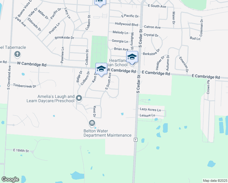 map of restaurants, bars, coffee shops, grocery stores, and more near 140 Brentwood Drive in Belton