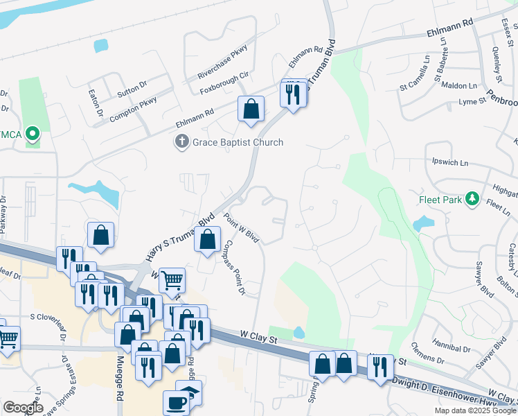 map of restaurants, bars, coffee shops, grocery stores, and more near 714 Trails of Sunbrook in Saint Charles