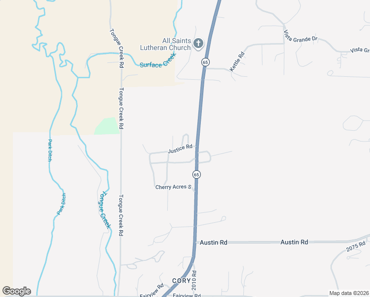 map of restaurants, bars, coffee shops, grocery stores, and more near Justice Road in Orchard City