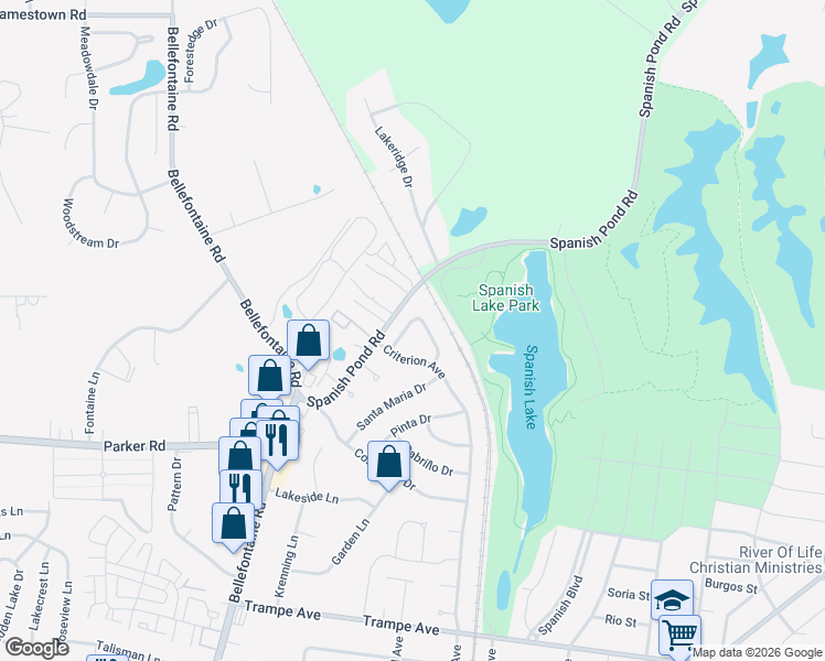 map of restaurants, bars, coffee shops, grocery stores, and more near 1419 Criterion Avenue in St. Louis