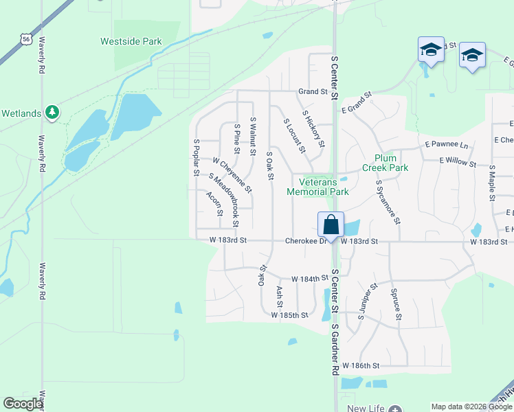 map of restaurants, bars, coffee shops, grocery stores, and more near 750 South Oak Street in Gardner
