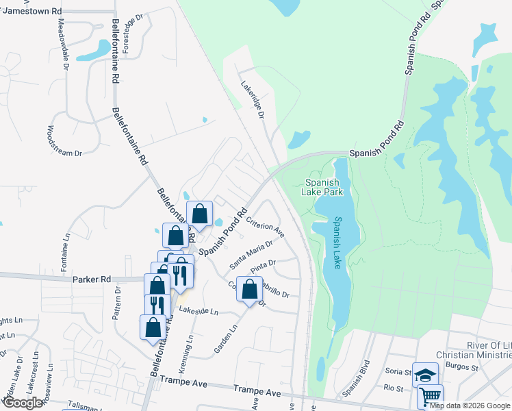 map of restaurants, bars, coffee shops, grocery stores, and more near 1419 Criterion Avenue in St. Louis