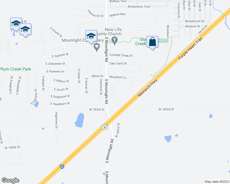map of restaurants, bars, coffee shops, grocery stores, and more near 858 South Creekside Drive in Gardner