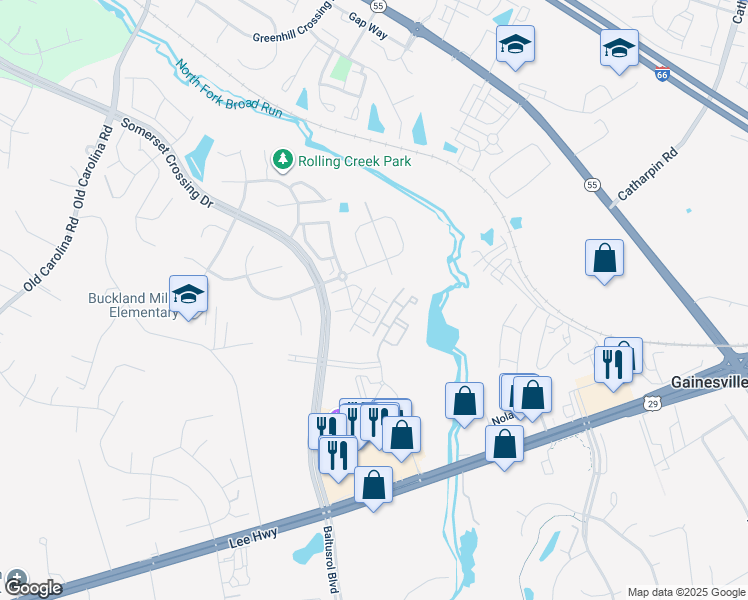map of restaurants, bars, coffee shops, grocery stores, and more near 7516 Brunson Circle in Gainesville