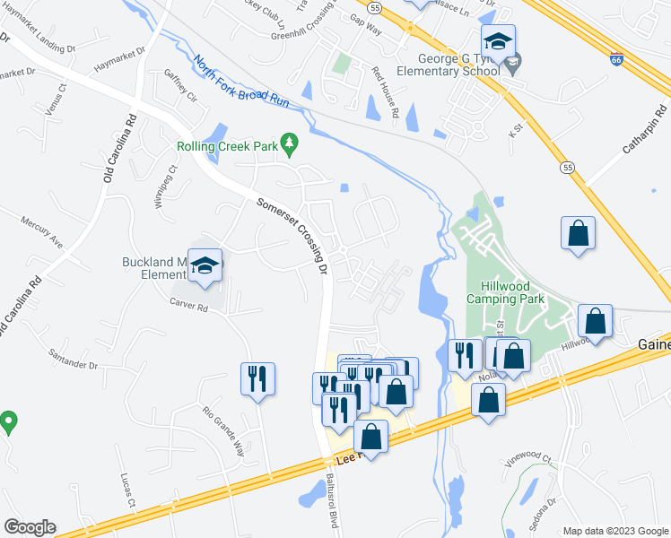 map of restaurants, bars, coffee shops, grocery stores, and more near 7324 Brunson Circle in Gainesville