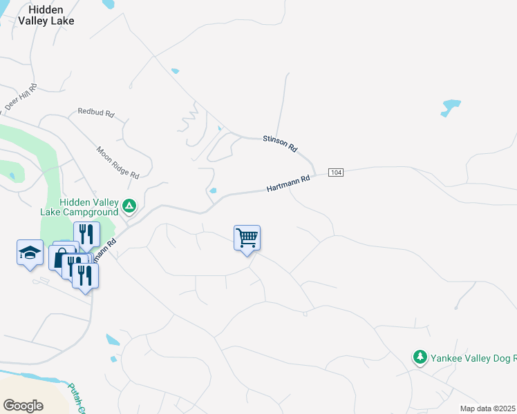 map of restaurants, bars, coffee shops, grocery stores, and more near 19788 Dale Court in Hidden Valley Lake