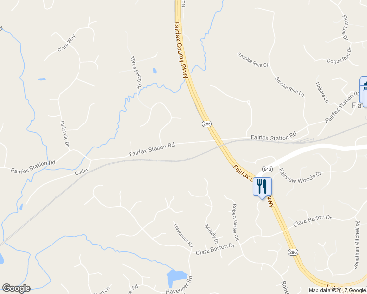 map of restaurants, bars, coffee shops, grocery stores, and more near 11419 Fairfax Station Road in Fairfax Station