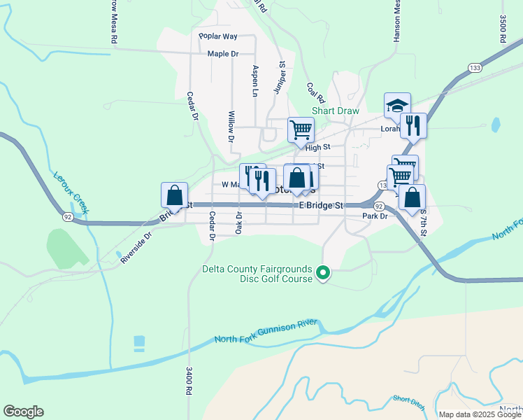 map of restaurants, bars, coffee shops, grocery stores, and more near 149 East Main Street in Hotchkiss