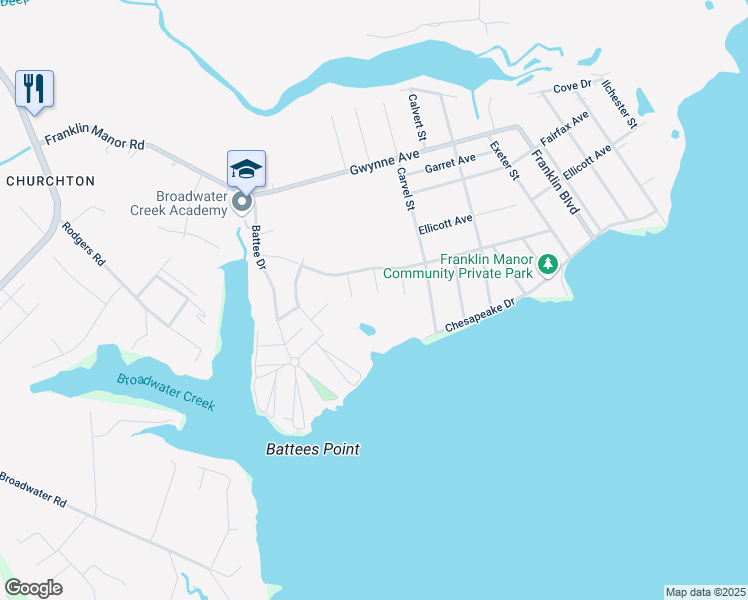 map of restaurants, bars, coffee shops, grocery stores, and more near 5608 Bay Breeze Court in Deale